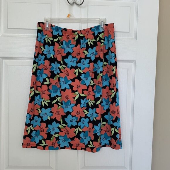 Meg Allen Large 12/14 Multi Color Floral Print Straight Skirt - Picture 4 of 8
